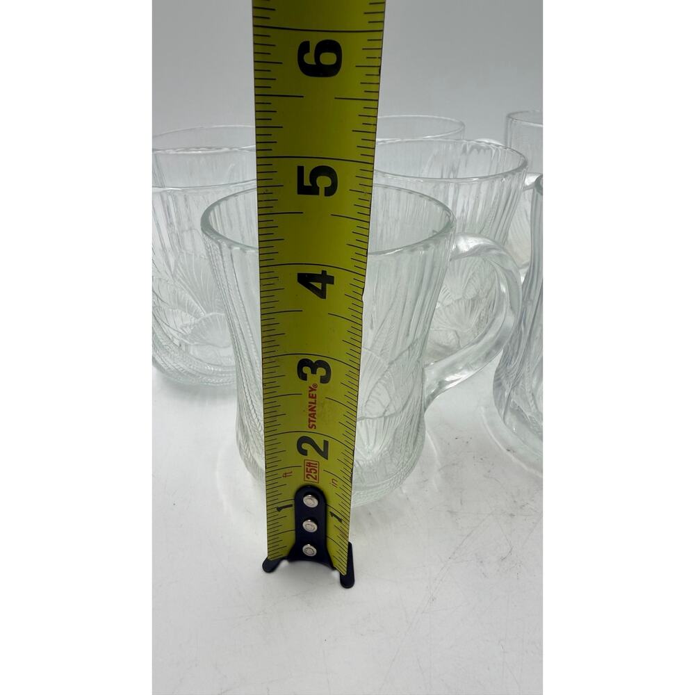 Vintage Arcoroc Floral Clear Glass Tea Mug Set of 8 Caterbury Made in France - Picture 3 of 5